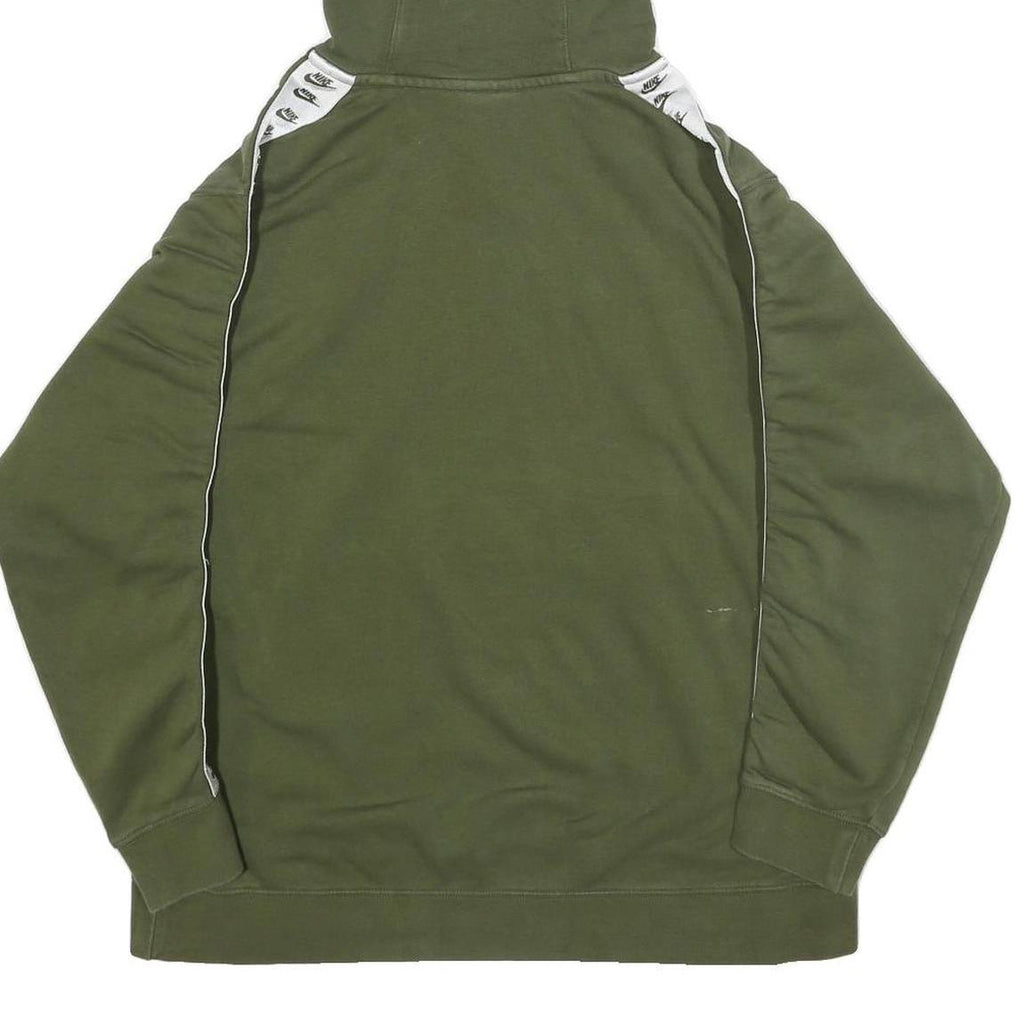 NIKE Womens Green Hoodie L Cotton Blend Pullover Logo Tape Detail