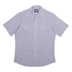 WRANGLER Mens Blue Check Shirt M Western Style Short Sleeve Cotton