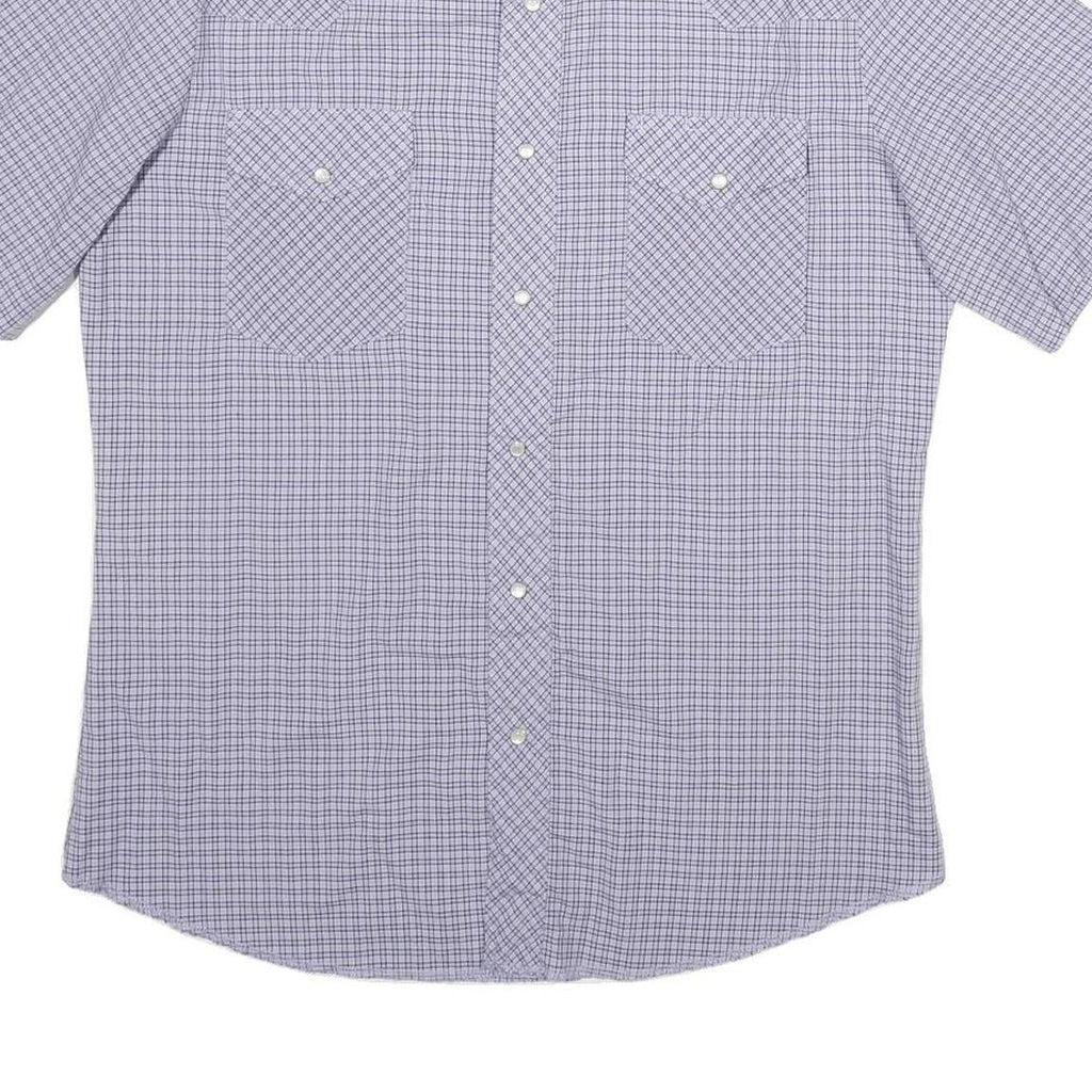 WRANGLER Mens Blue Check Shirt M Western Style Short Sleeve Cotton
