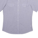 WRANGLER Mens Blue Check Shirt M Western Style Short Sleeve Cotton