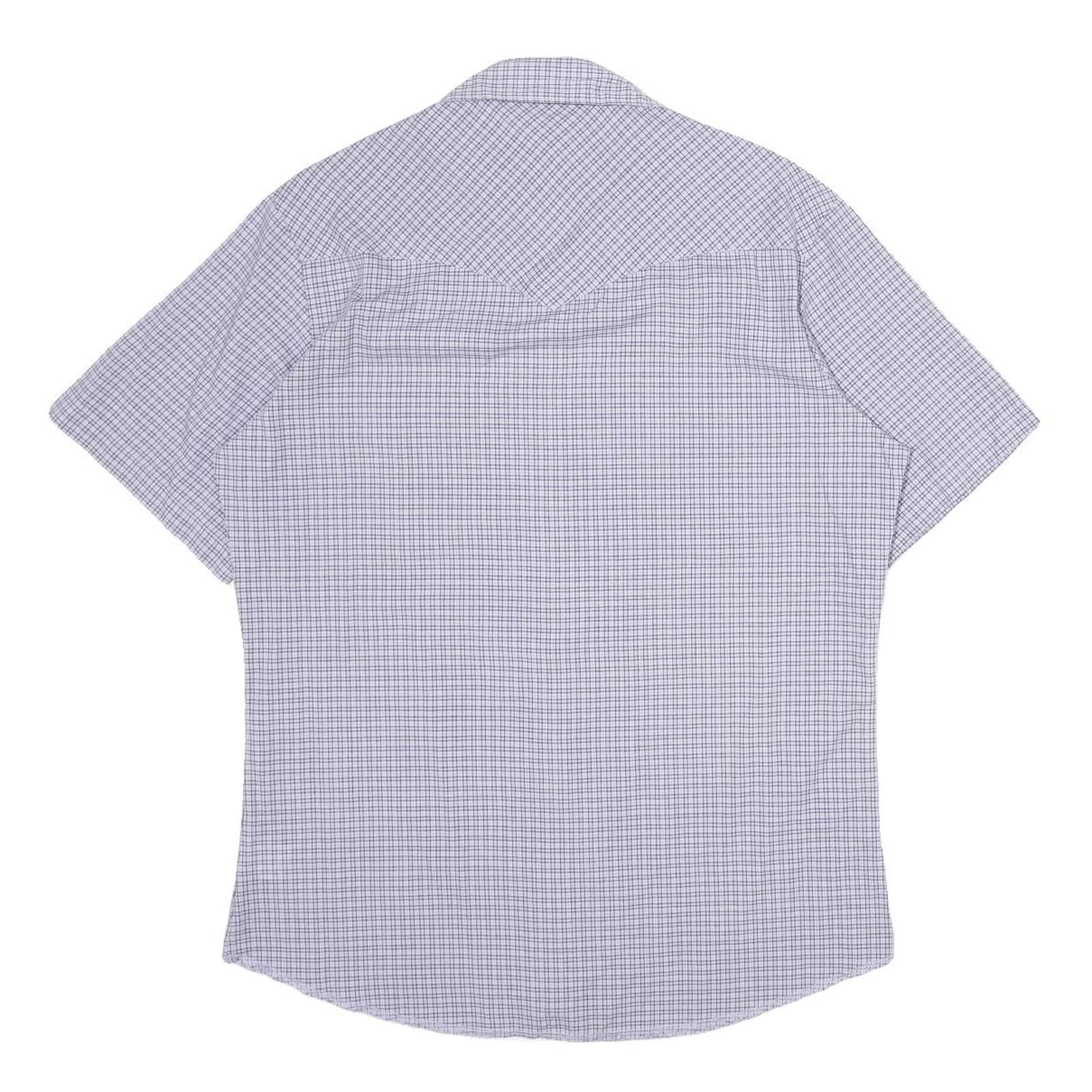 WRANGLER Mens Blue Check Shirt M Western Style Short Sleeve Cotton