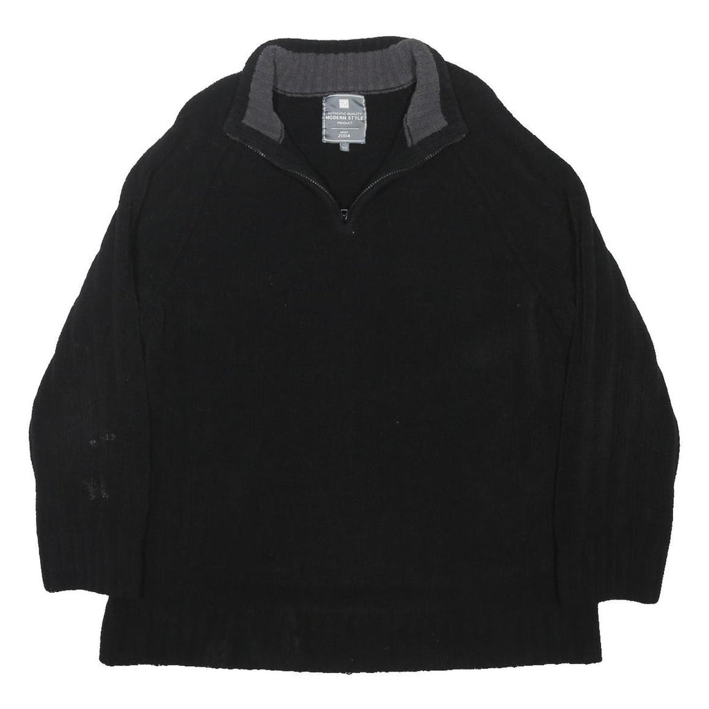 TU Mens Black & Grey Pullover Jumper 2XL Plain Crew Neck Basic Knit Polyester