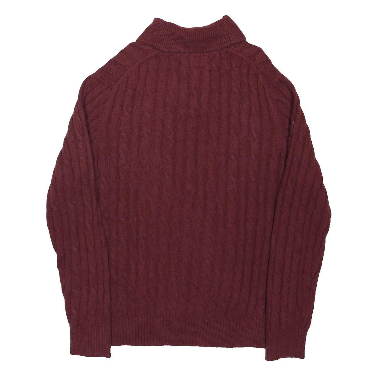 TOMMY HILFIGER Mens Maroon Patterned Jumper Shawl Collar Cable Knit XL Cotton