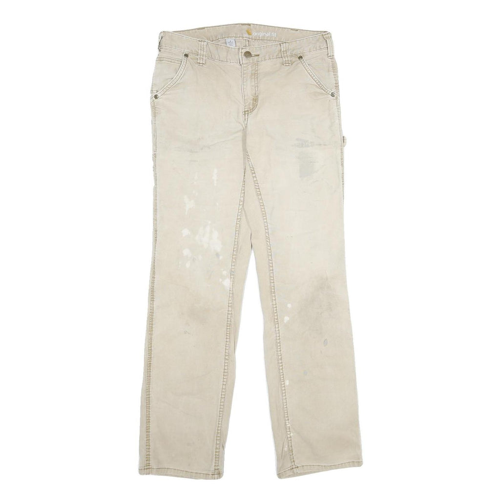 CARHARTT Womens Cotton Blend Beige Classic Straight Trousers W30 L30 Workwear