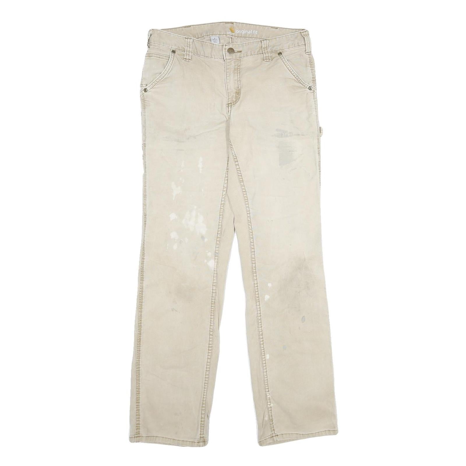 CARHARTT Womens Cotton Blend Beige Classic Straight Trousers W30 L30 Workwear