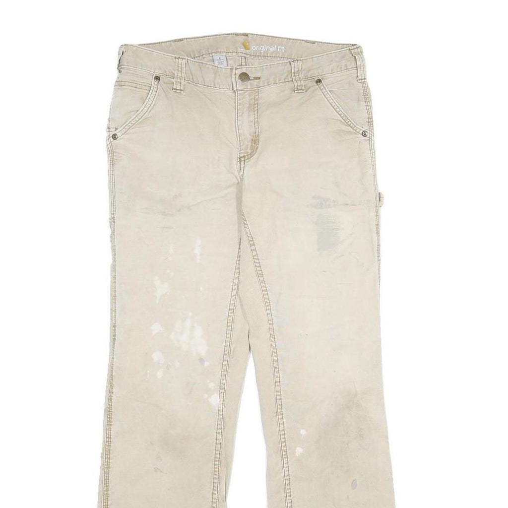 CARHARTT Womens Cotton Blend Beige Classic Straight Trousers W30 L30 Workwear