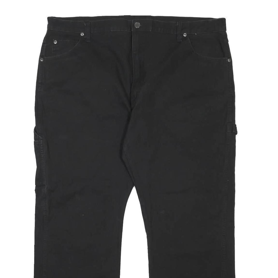 DICKIES Mens Cotton Blend Black Regular Fit Straight Leg Trousers W40 L30