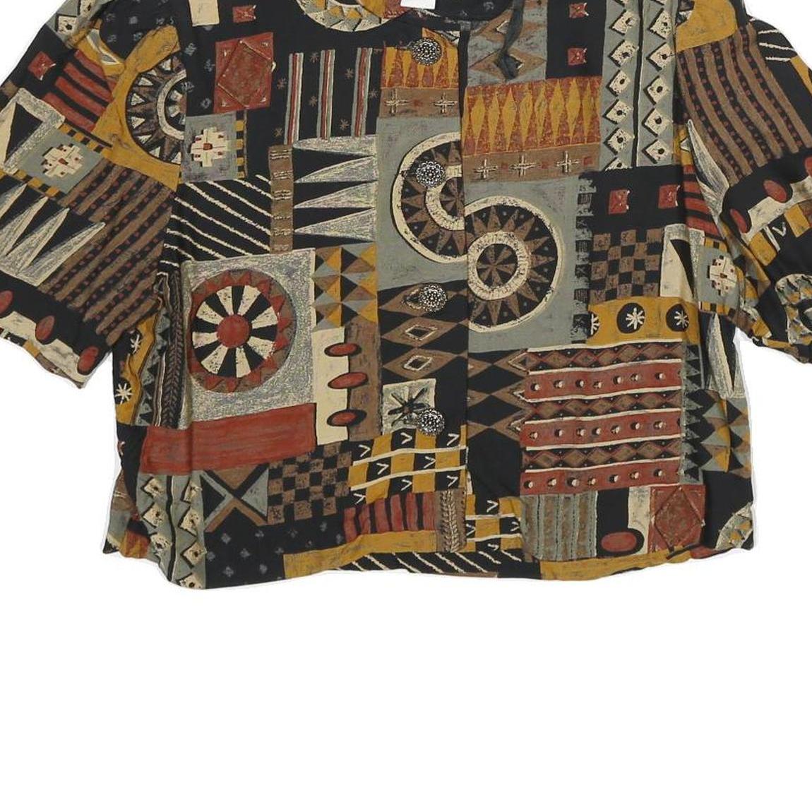 JESSICA HOWARD Womens Black & Red Printed Crop Top Short Sleeve Round Neck S