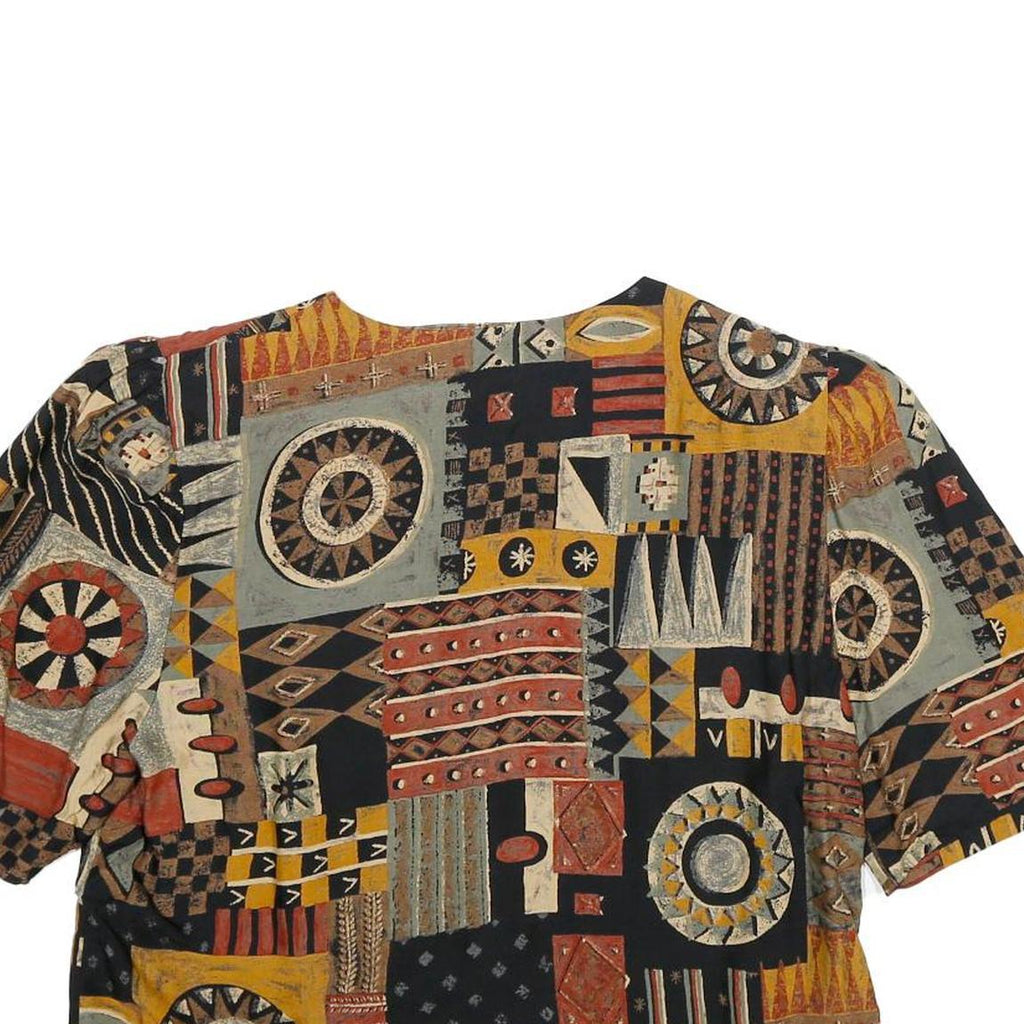 JESSICA HOWARD Womens Black & Red Printed Crop Top Short Sleeve Round Neck S