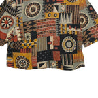 JESSICA HOWARD Womens Black & Red Printed Crop Top Short Sleeve Round Neck S