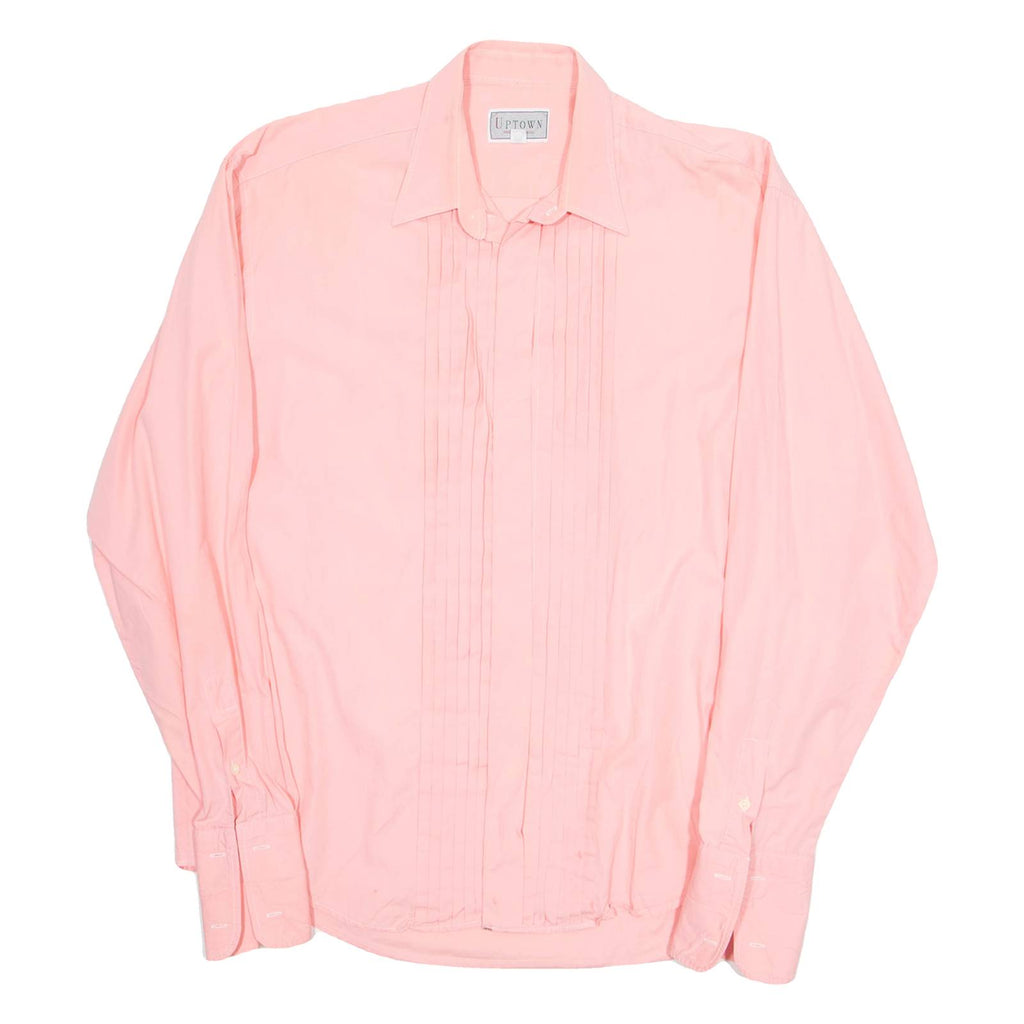 UPTOWN Mens Plain Shirt Pink Long Sleeve L