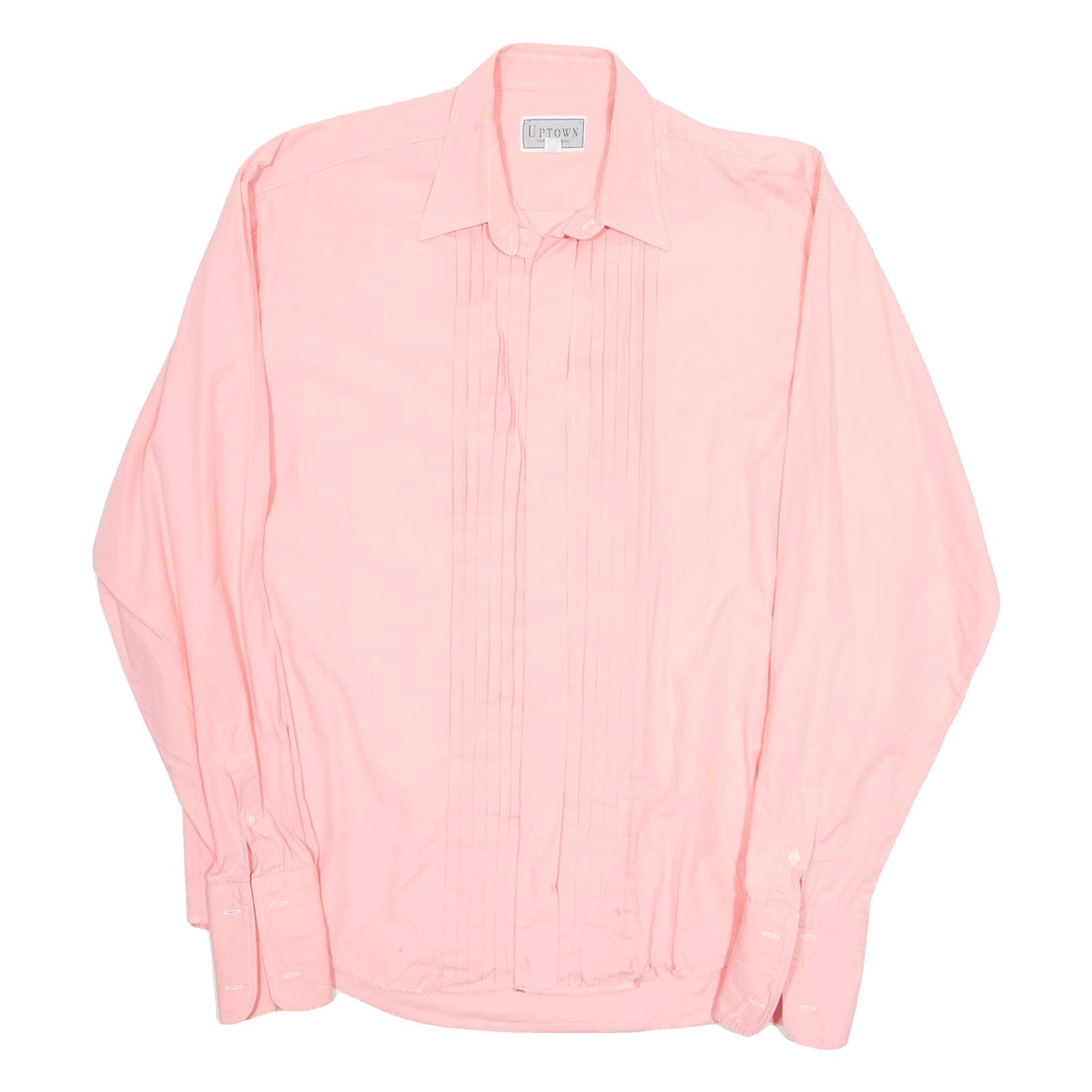 UPTOWN Mens Plain Shirt Pink Long Sleeve L