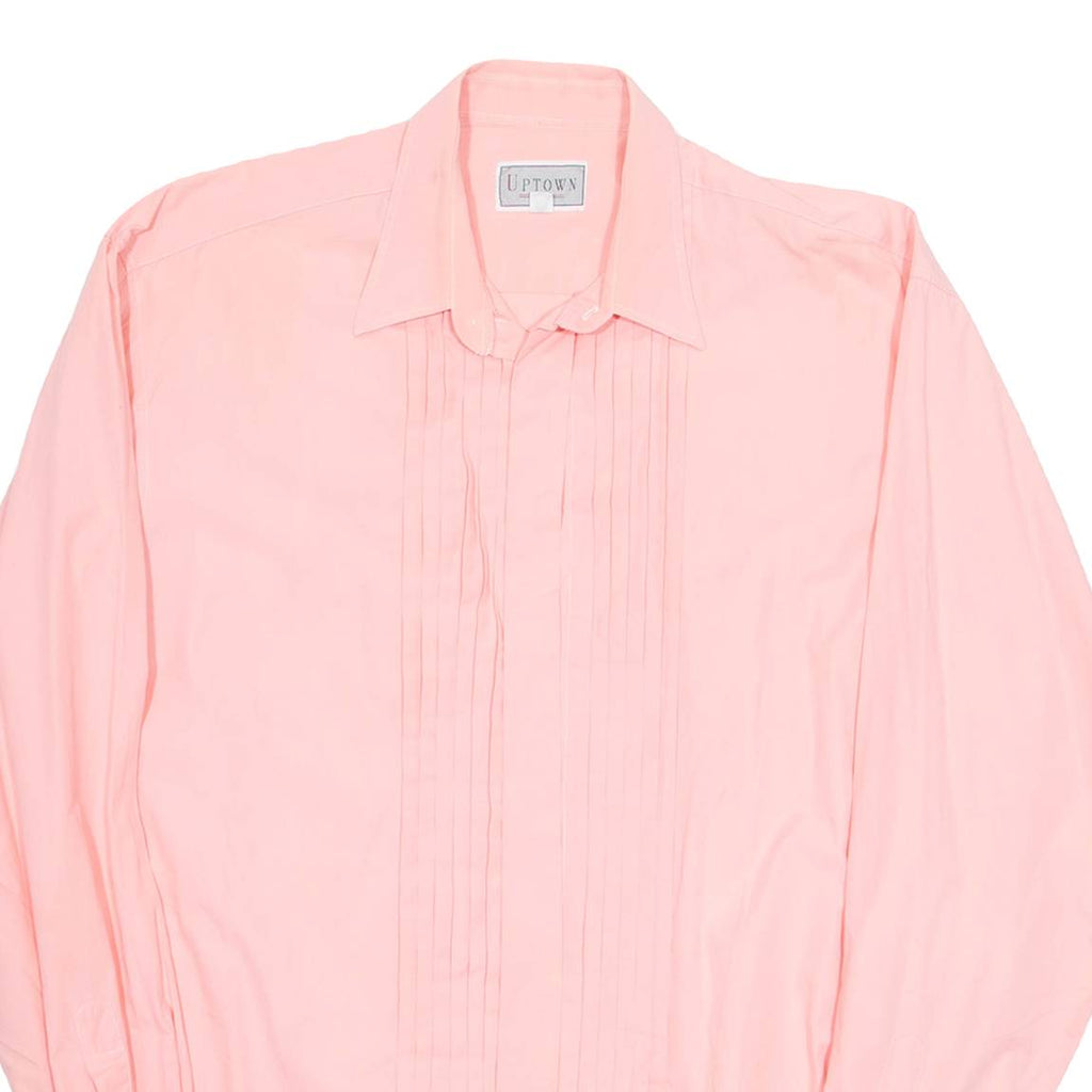 UPTOWN Mens Plain Shirt Pink Long Sleeve L