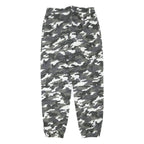 MISSGUIDED Womens Cotton Blend Grey & White Camouflage Relaxed Tapered Trousers