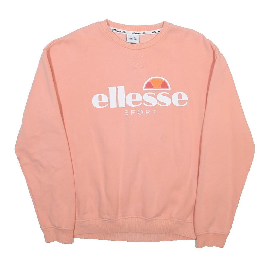 ELLESSE Womens Peach Sweatshirt Crew Neck UK 12 Cotton Blend Casual Sport