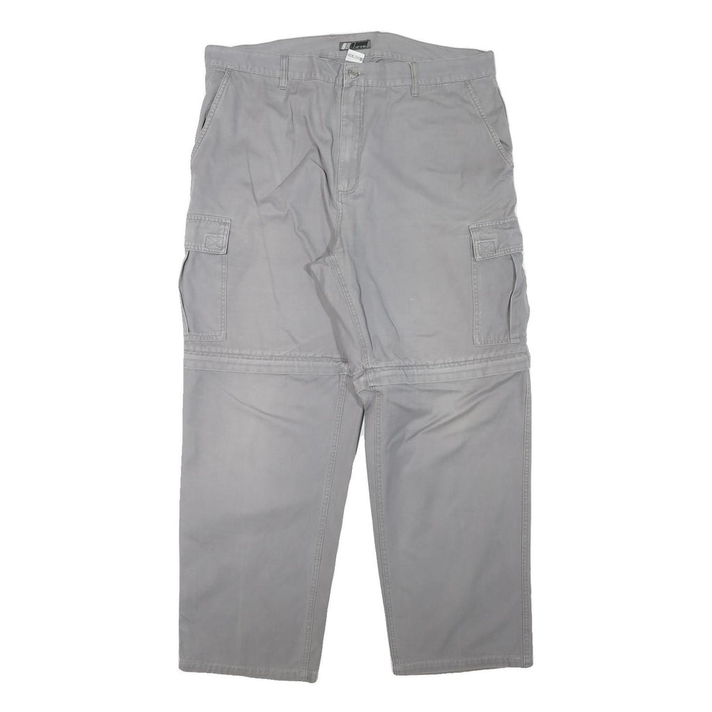LETS GO Mens Cotton Blend Grey Relaxed Cargo Trousers W38 L30 Casual Workwear