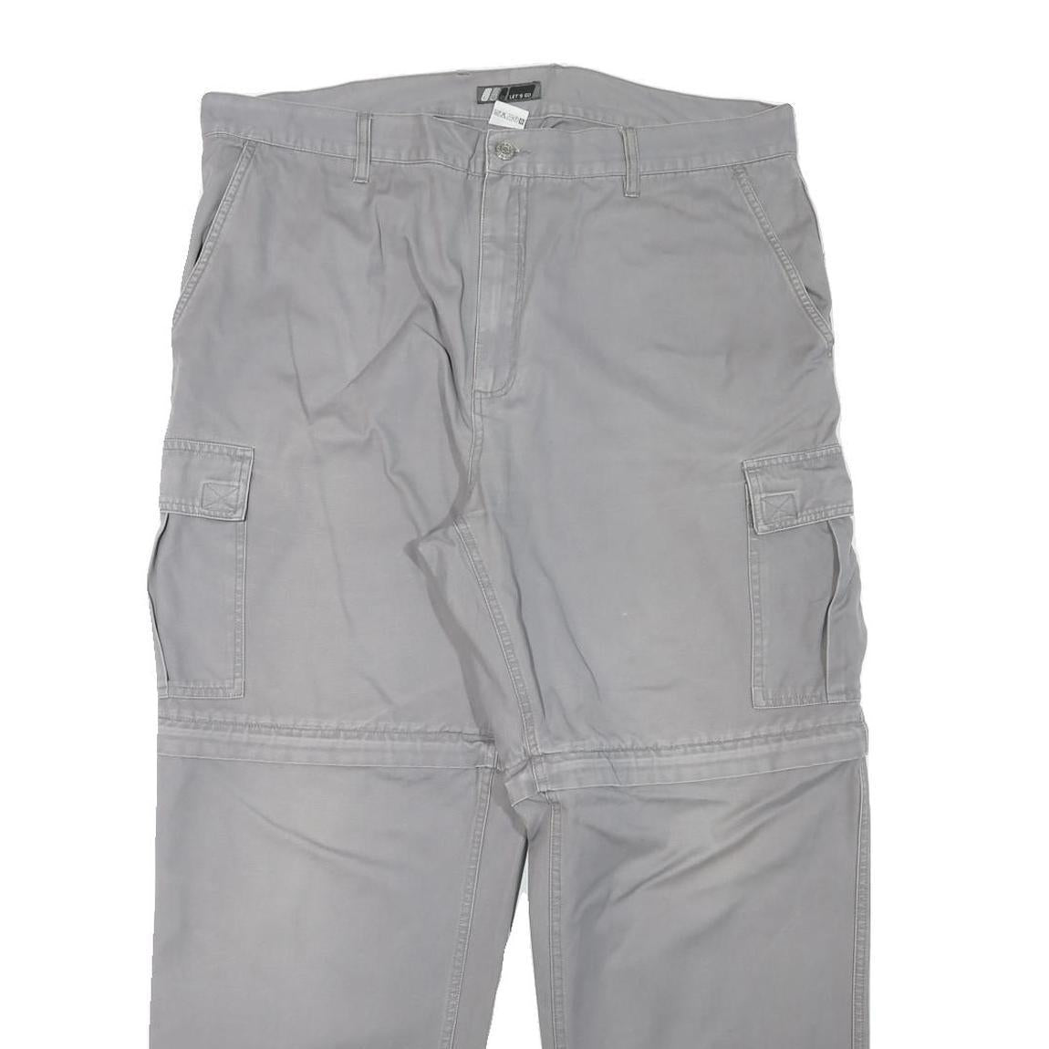 LETS GO Mens Cotton Blend Grey Relaxed Cargo Trousers W38 L30 Casual Workwear