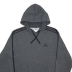 ADIDAS Mens Grey Hoodie L Cotton Blend Pullover Sportswear Casual Sweatshirt