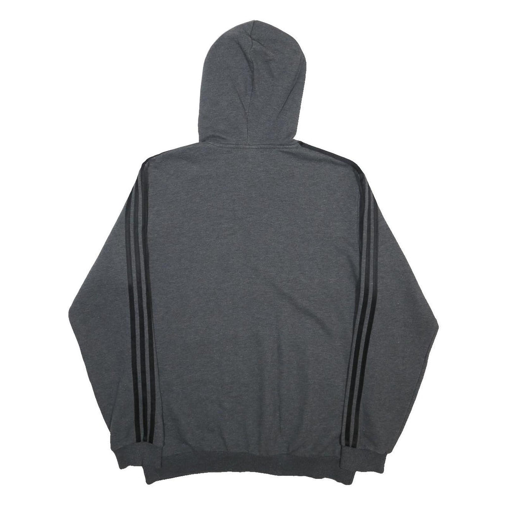 ADIDAS Mens Grey Hoodie L Cotton Blend Pullover Sportswear Casual Sweatshirt