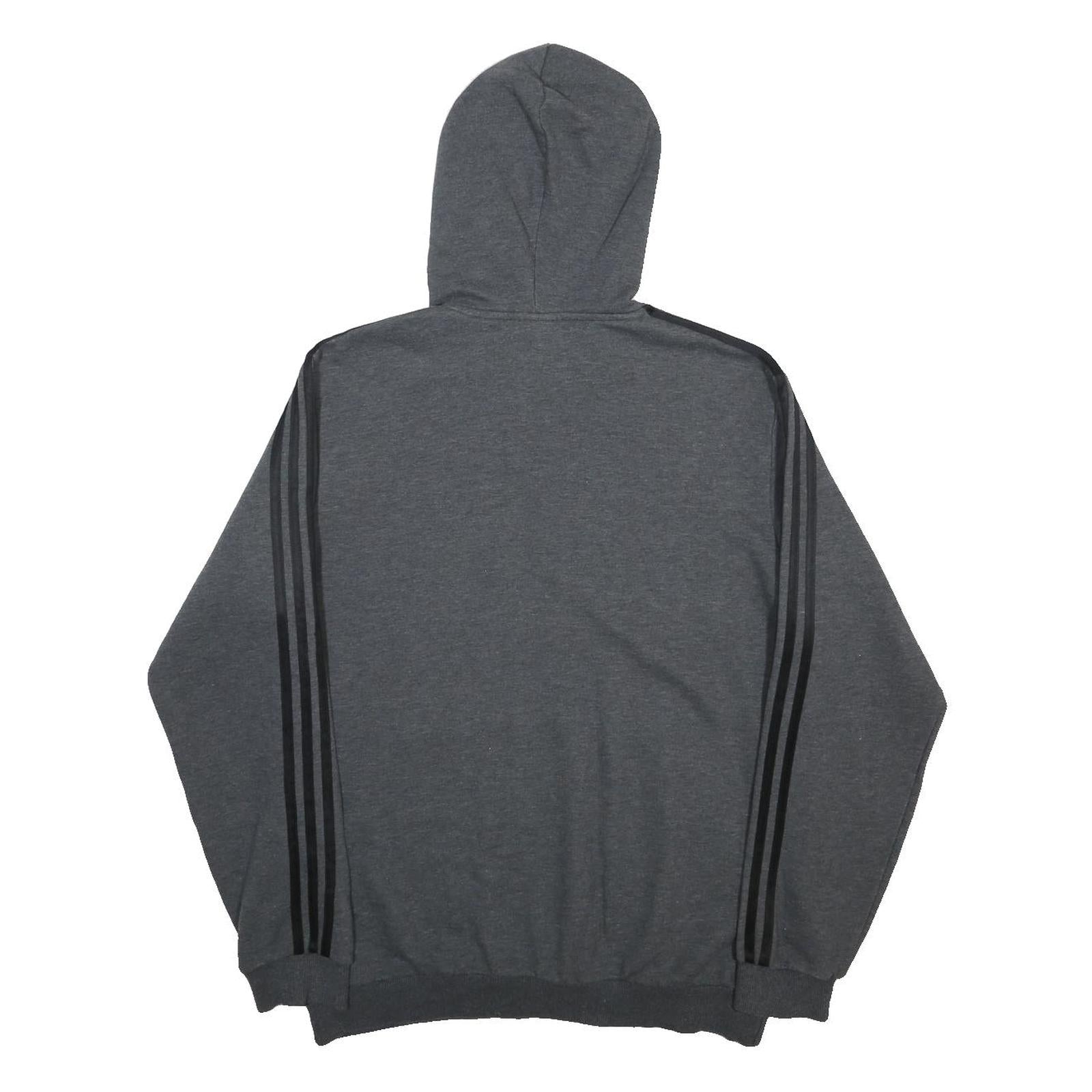 ADIDAS Mens Grey Hoodie L Cotton Blend Pullover Sportswear Casual Sweatshirt