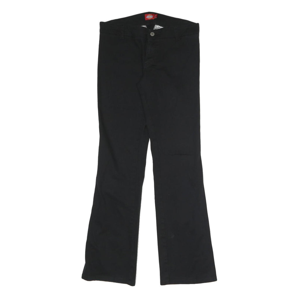 DICKIES Womens Slim Black Cotton Blend Trousers W30 L30 Zip Closure
