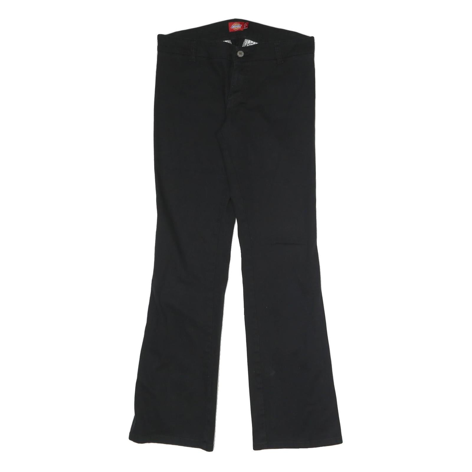 DICKIES Womens Slim Black Cotton Blend Trousers W30 L30 Zip Closure