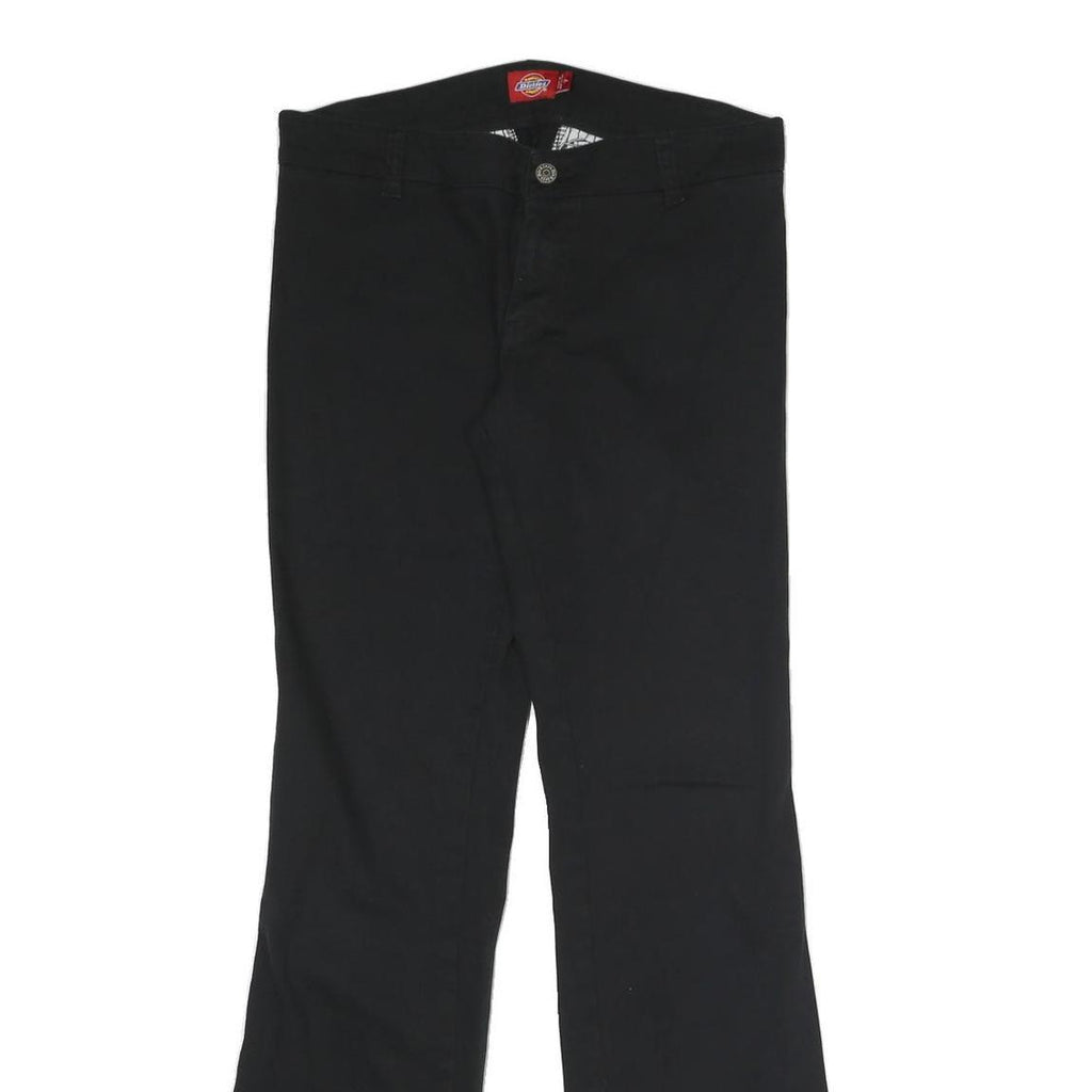 DICKIES Womens Slim Black Cotton Blend Trousers W30 L30 Zip Closure