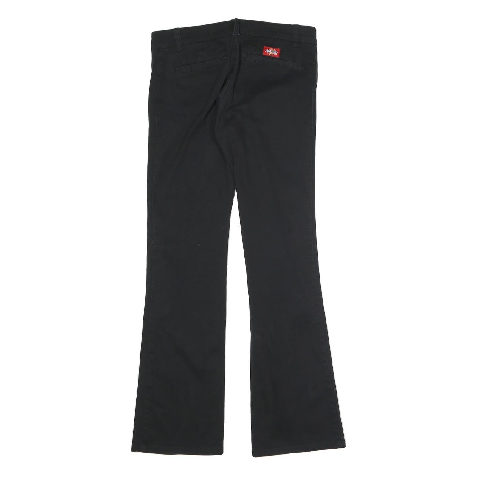 DICKIES Womens Slim Black Cotton Blend Trousers W30 L30 Zip Closure