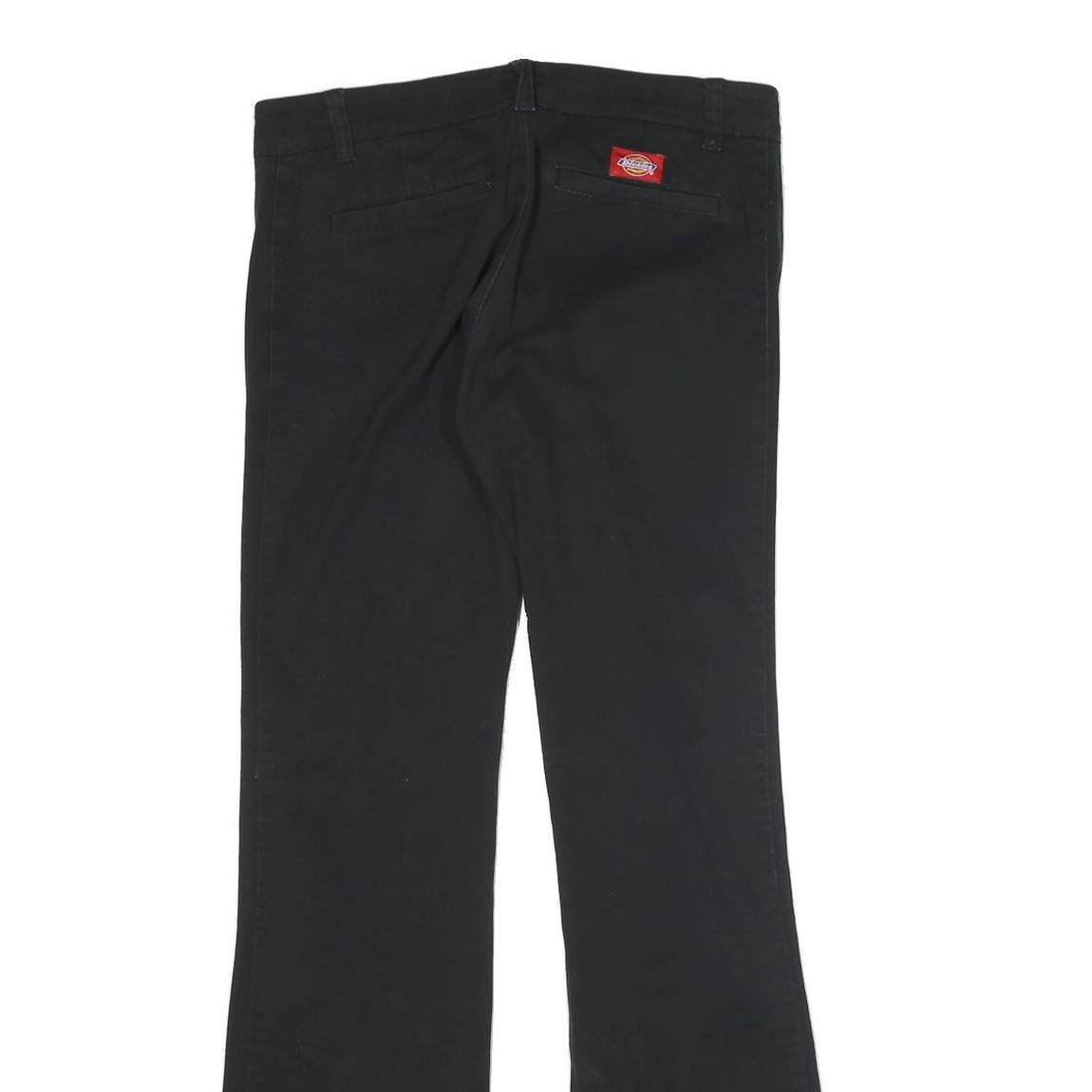 DICKIES Womens Slim Black Cotton Blend Trousers W30 L30 Zip Closure