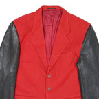 Mens Red & Black Colourblock Classic Jacket M Polyester Blend Button Closure