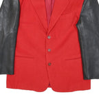 Mens Red & Black Colourblock Classic Jacket M Polyester Blend Button Closure