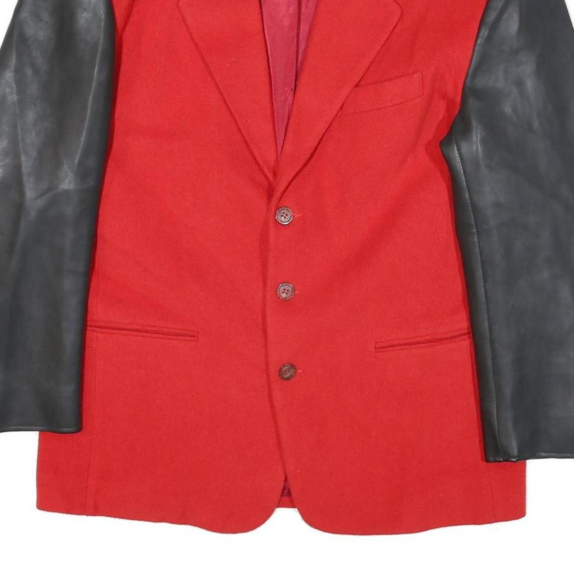 Mens Red & Black Colourblock Classic Jacket M Polyester Blend Button Closure