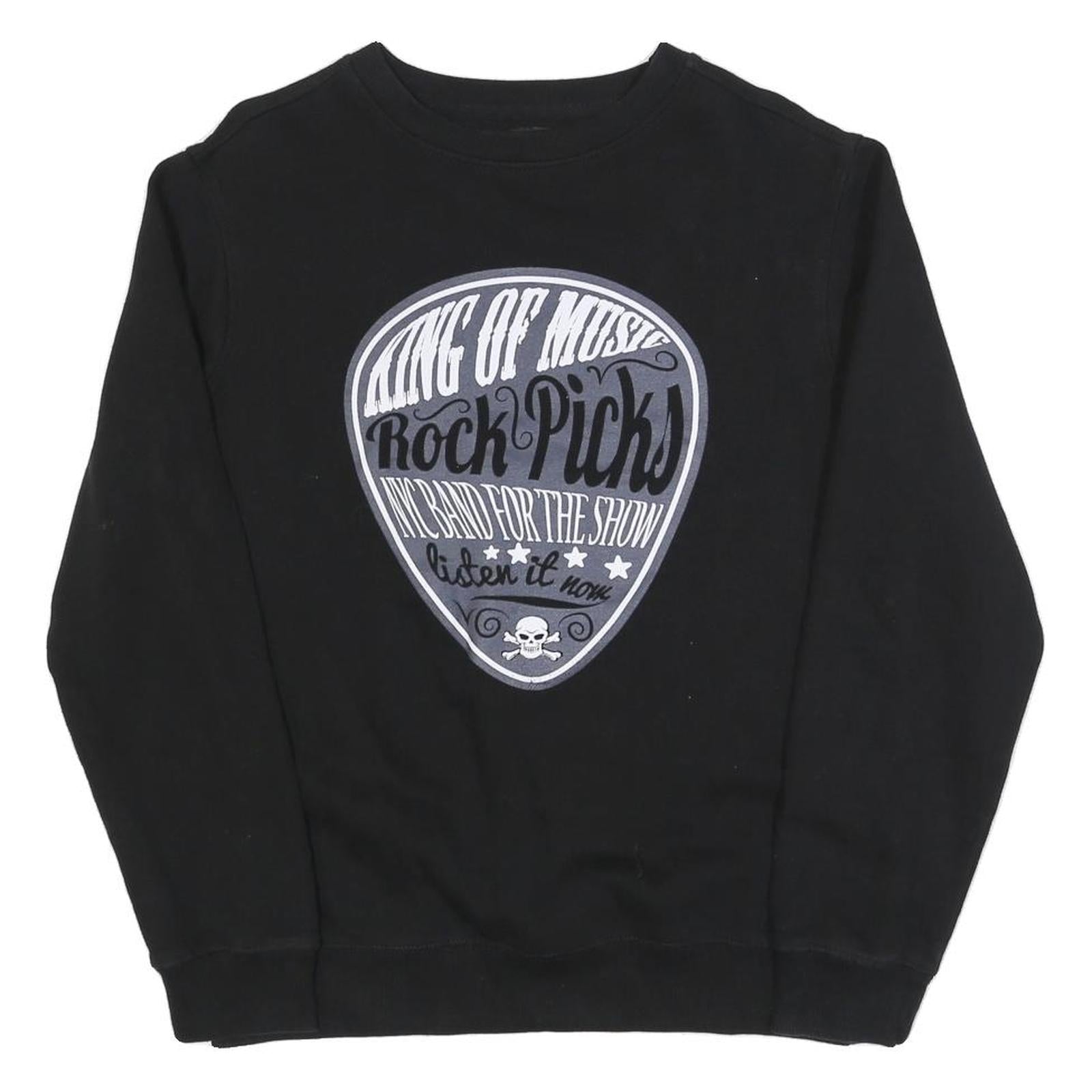 HARRIS LEWIS Mens Black King Of Music Crew Neck L Cotton Blend Sweatshirt