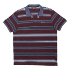 BEN SHERMAN Mens Burgundy & Blue Striped Short Sleeve Polo Shirt XL Cotton