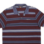 BEN SHERMAN Mens Burgundy & Blue Striped Short Sleeve Polo Shirt XL Cotton