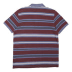 BEN SHERMAN Mens Burgundy & Blue Striped Short Sleeve Polo Shirt XL Cotton