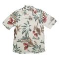 CROFT & BARROW Mens Beige Hawaiian Shirt M Rayon Tropical Print Casual Summer