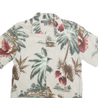 CROFT & BARROW Mens Beige Hawaiian Shirt M Rayon Tropical Print Casual Summer