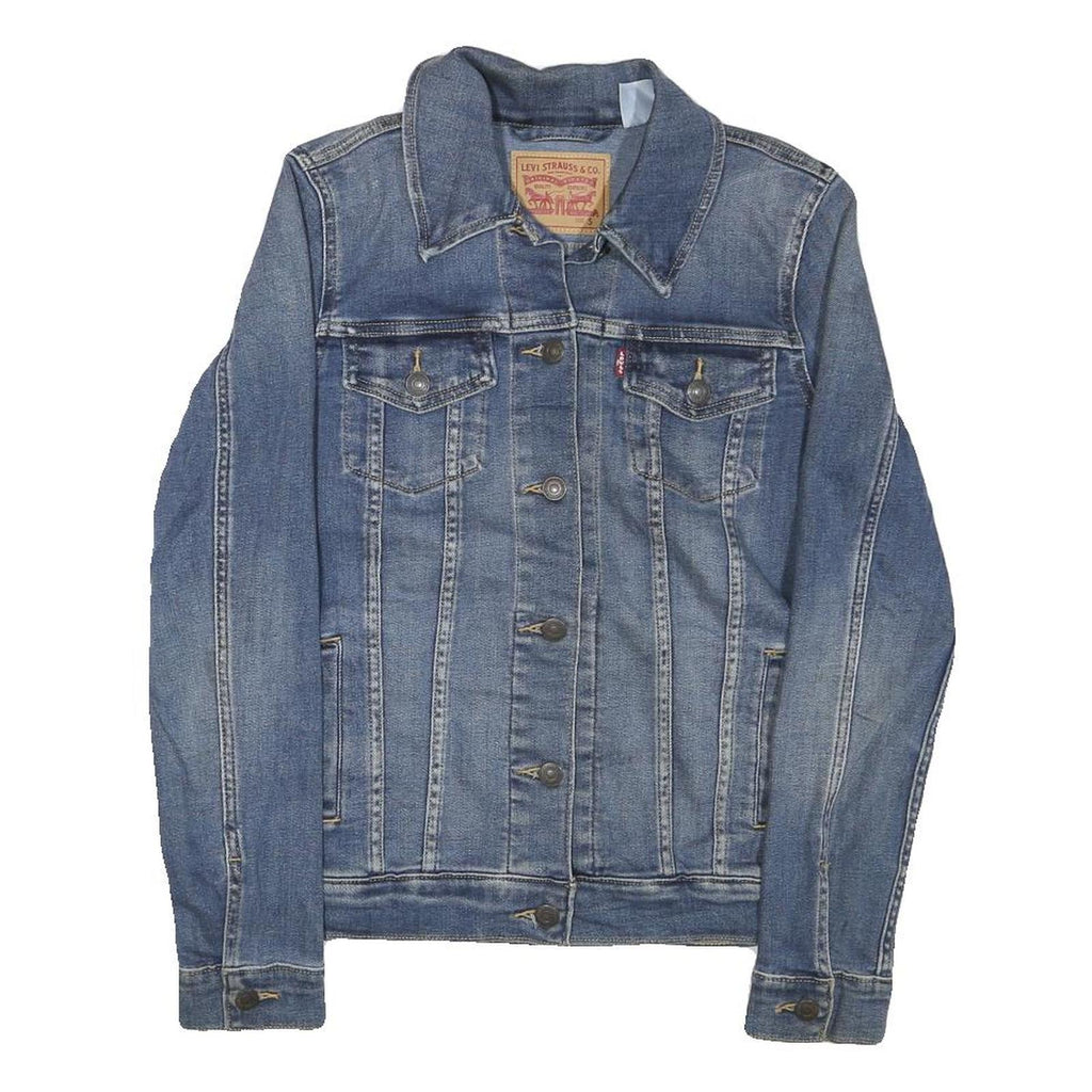 LEVI'S Womens Blue Denim Jacket S Cotton Blend Button Closure Classic Fit