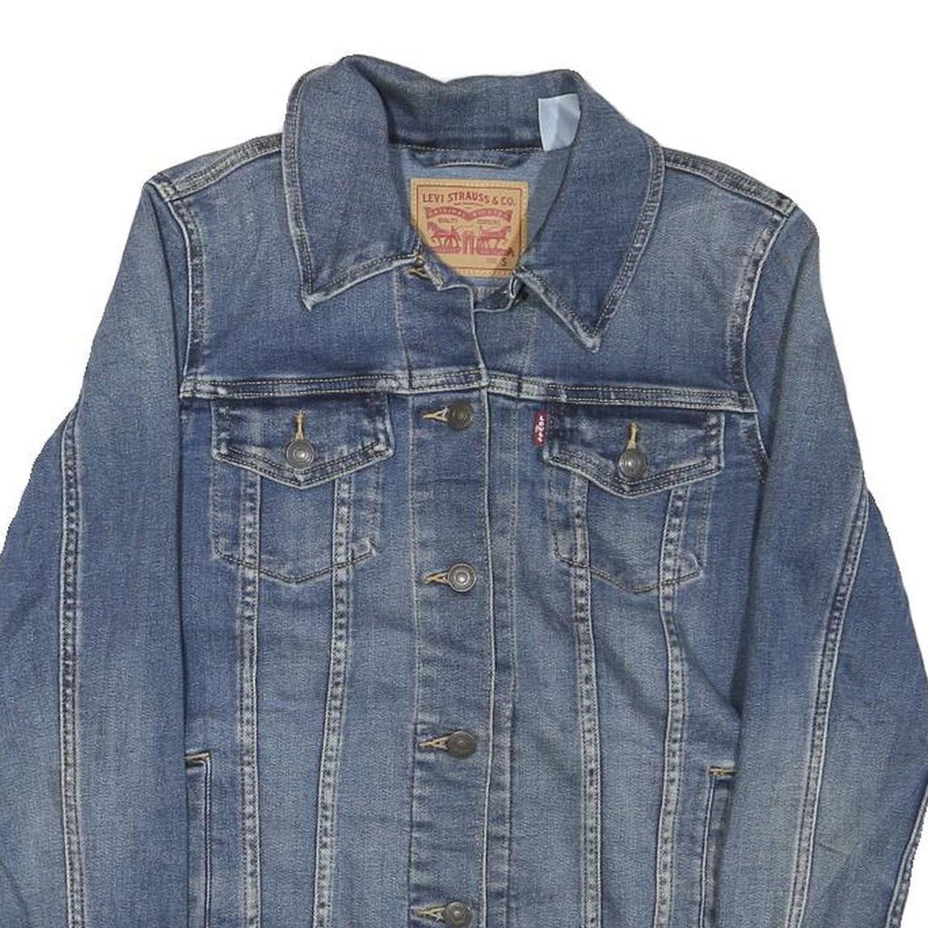 LEVI'S Womens Blue Denim Jacket S Cotton Blend Button Closure Classic Fit