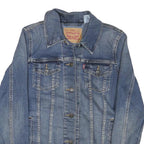 LEVI'S Womens Blue Denim Jacket S Cotton Blend Button Closure Classic Fit