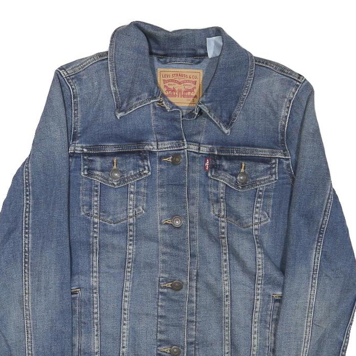 LEVI'S Womens Blue Denim Jacket S Cotton Blend Button Closure Classic Fit
