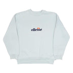 ELLESSE Womens White Cotton Blend Crew Neck S Sweatshirt Logo Embroidered