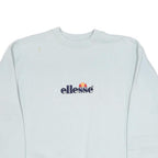 ELLESSE Womens White Cotton Blend Crew Neck S Sweatshirt Logo Embroidered