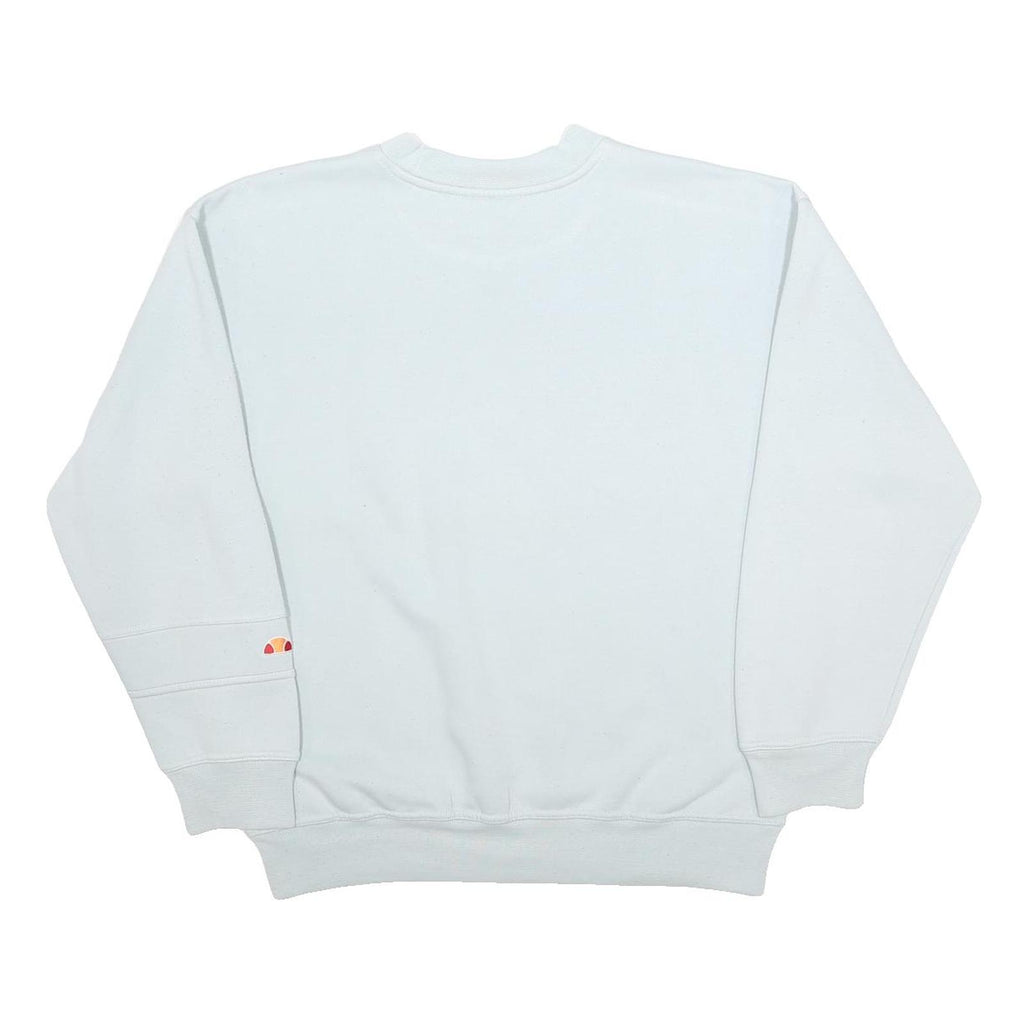 ELLESSE Womens White Cotton Blend Crew Neck S Sweatshirt Logo Embroidered