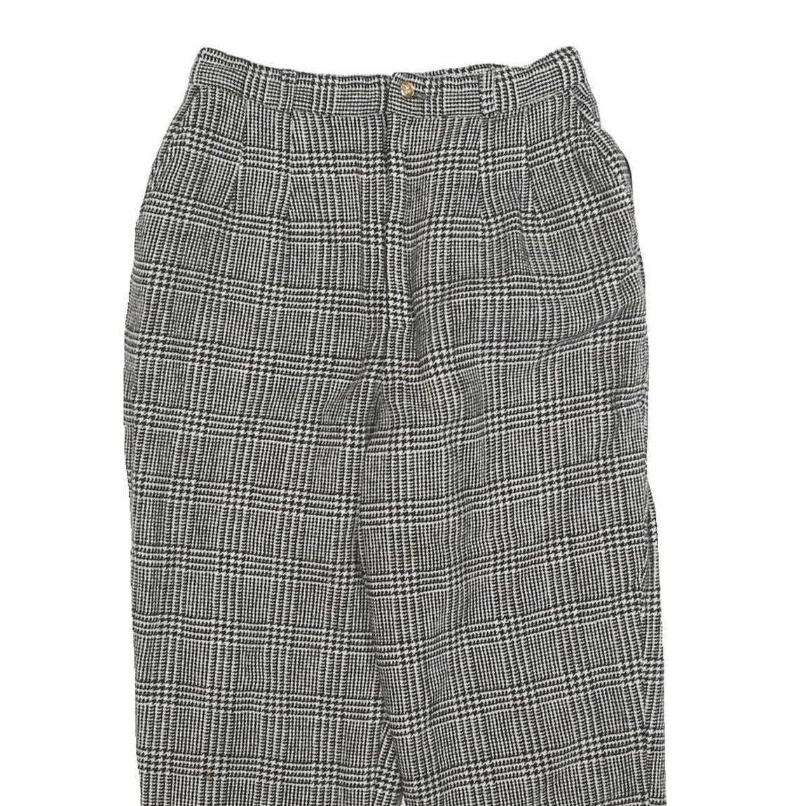 Womens Wool Regular Checked Trousers W26 L22 Zip Closure Classic Fit Tailored