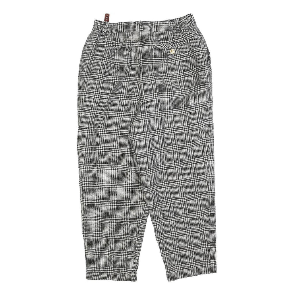 Womens Wool Regular Checked Trousers W26 L22 Zip Closure Classic Fit Tailored