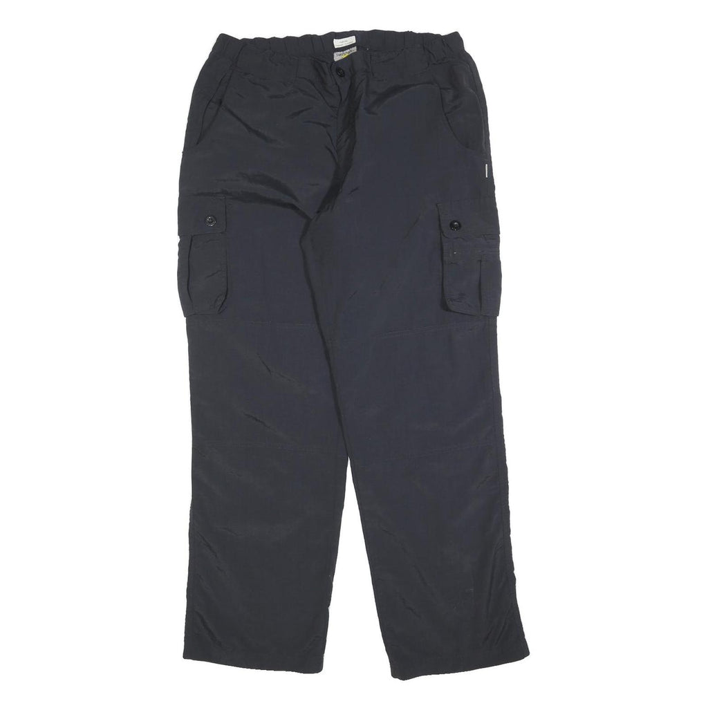 SWITCHER Mens Polyester Blend Black Relaxed Cargo Trousers W36 L30 Zip Pocket
