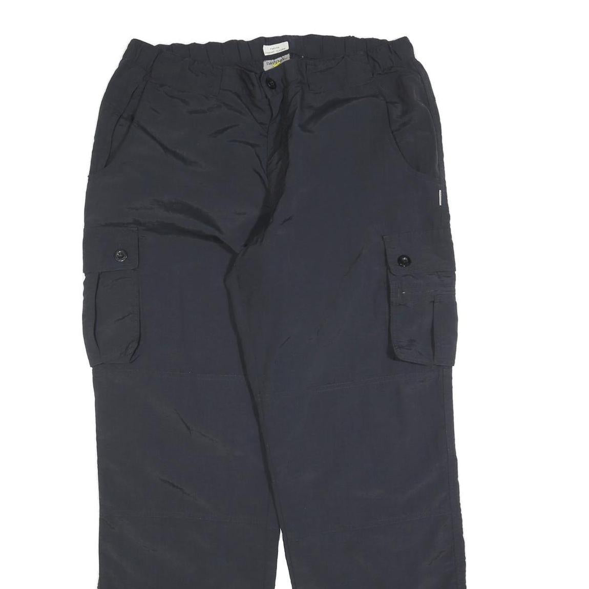 SWITCHER Mens Polyester Blend Black Relaxed Cargo Trousers W36 L30 Zip Pocket