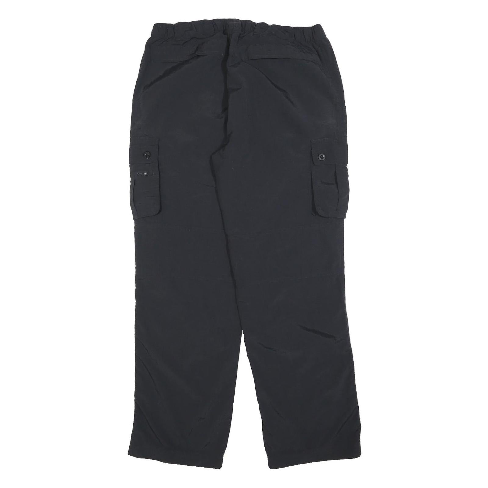 SWITCHER Mens Polyester Blend Black Relaxed Cargo Trousers W36 L30 Zip Pocket